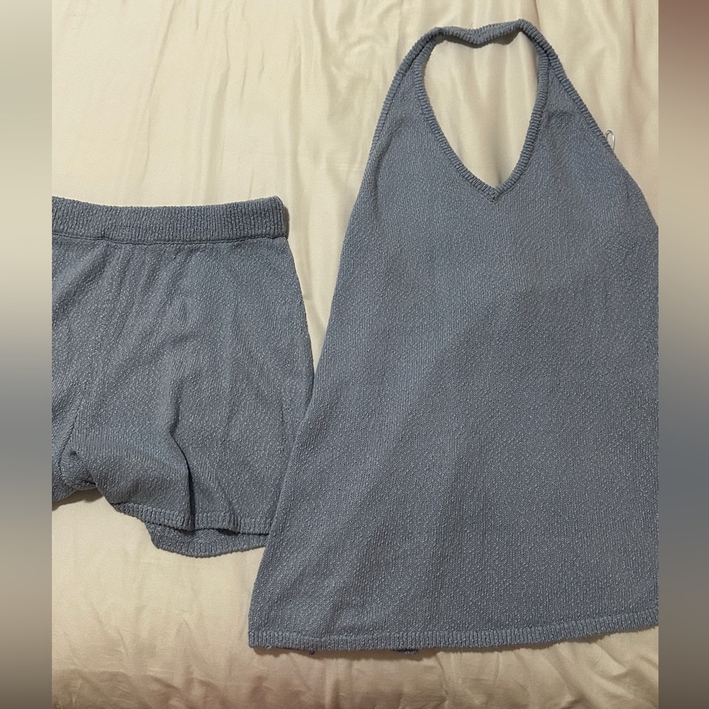 FREE PEOPLE Phia Sweater Set in Blue Snowflake
